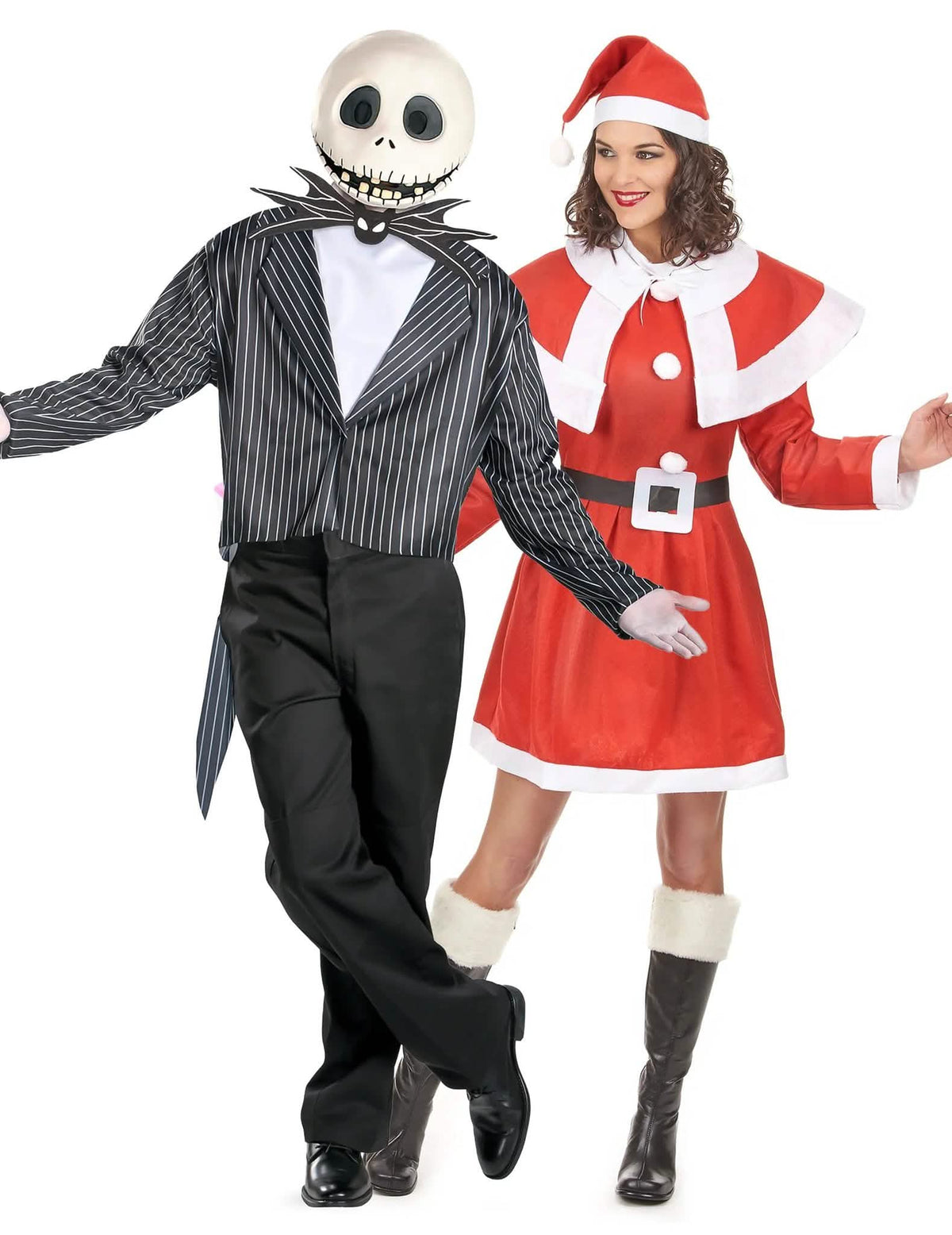 Disfraz de pareja de Jack Skellington™ y Mamá Navideña para Adulto