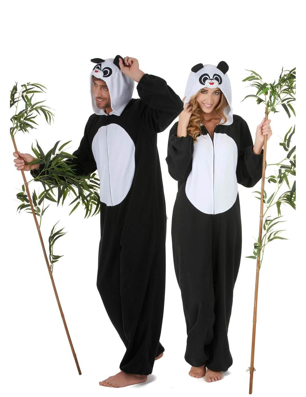 Disfraz de pareja de panda - adulto