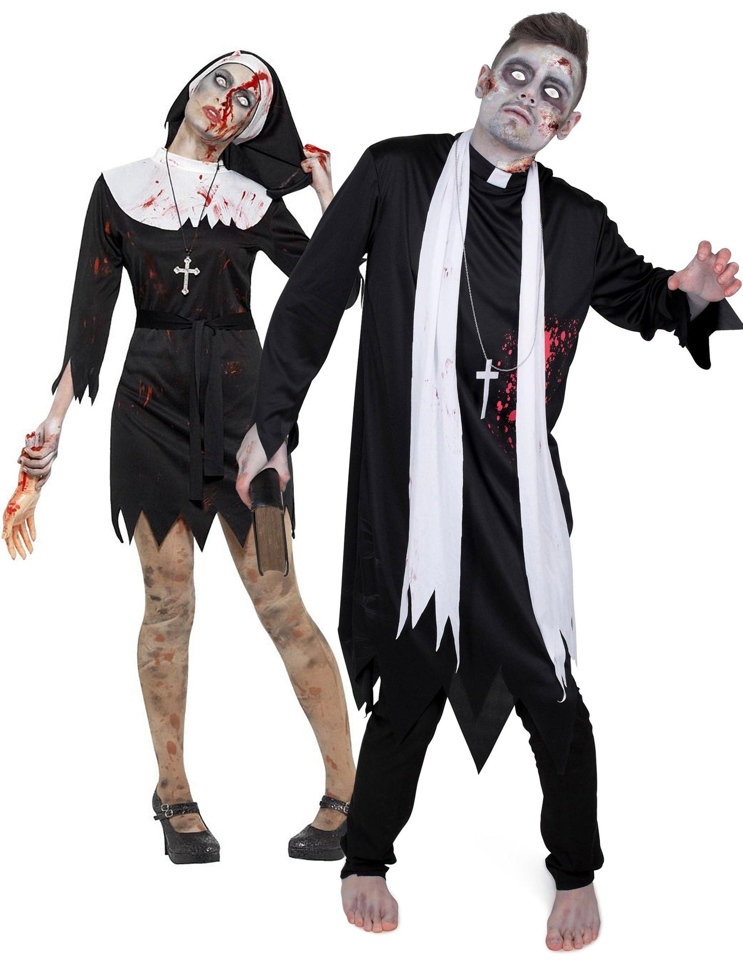 Disfraz pareja de religiosos zombies Halloween