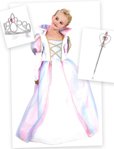 Kit disfraz princesa niña con corona y varita