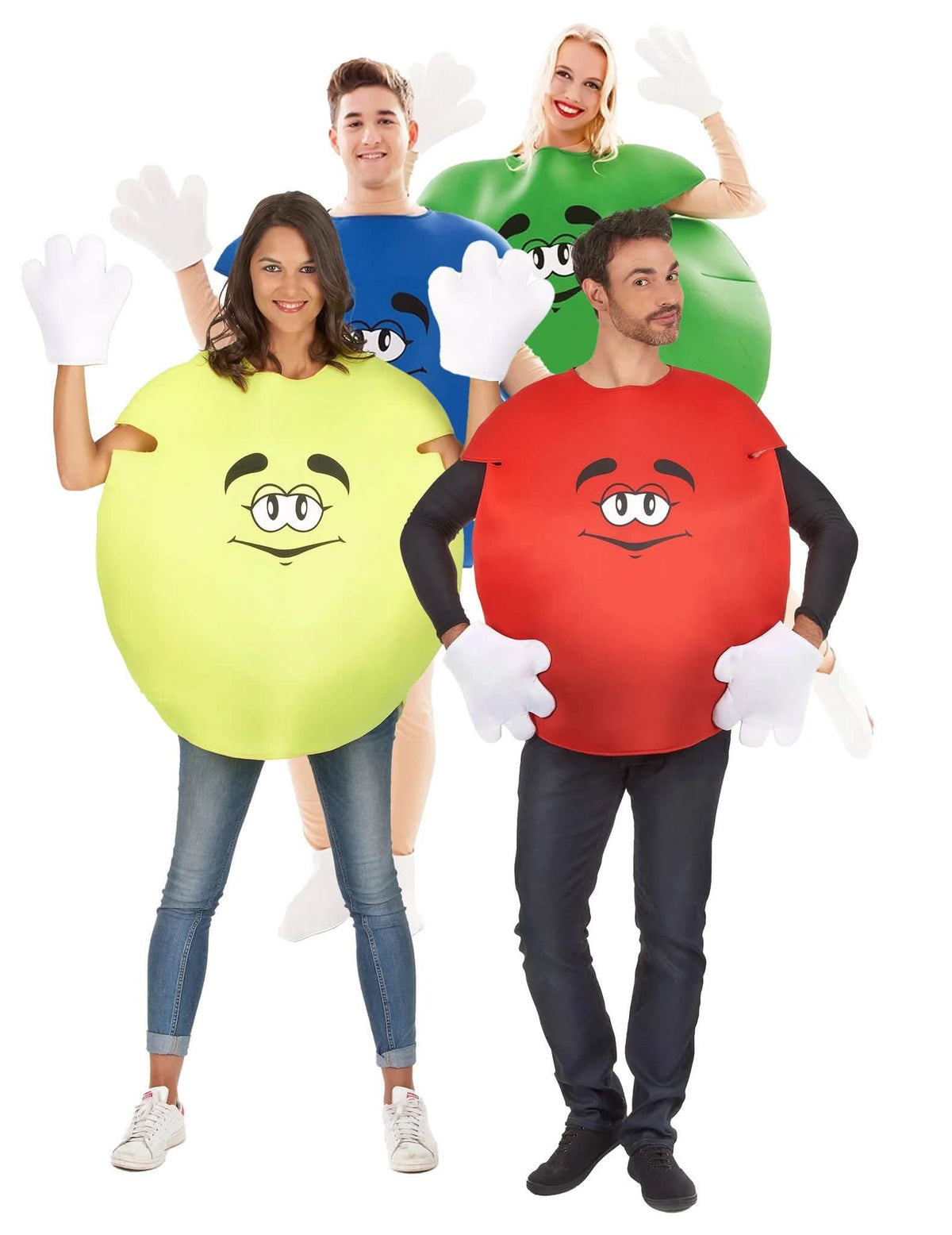 Disfraz de grupo de caramelos multicolor para adulto