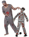 Disfraz de pareja de zombis prisioneros aterradores padre e hijo para Halloween