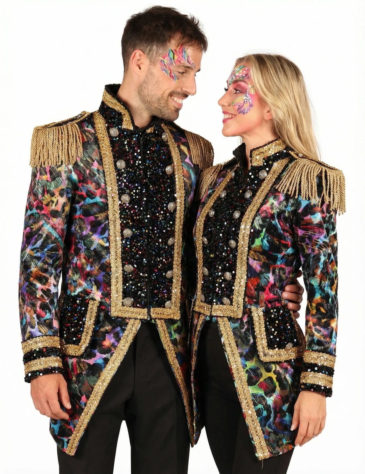 Disfraz de pareja chaqueta flúor premium adulto