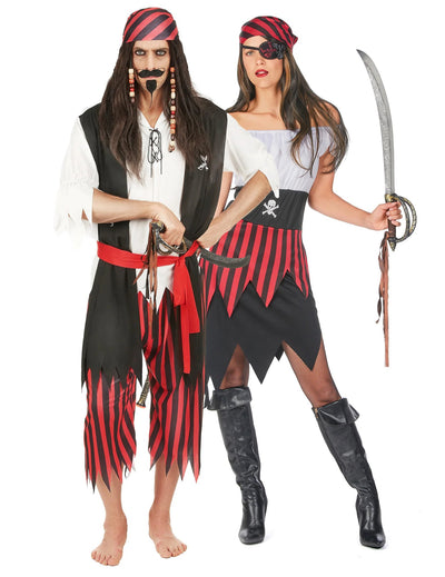 Disfraz de pareja de piratas para adultos