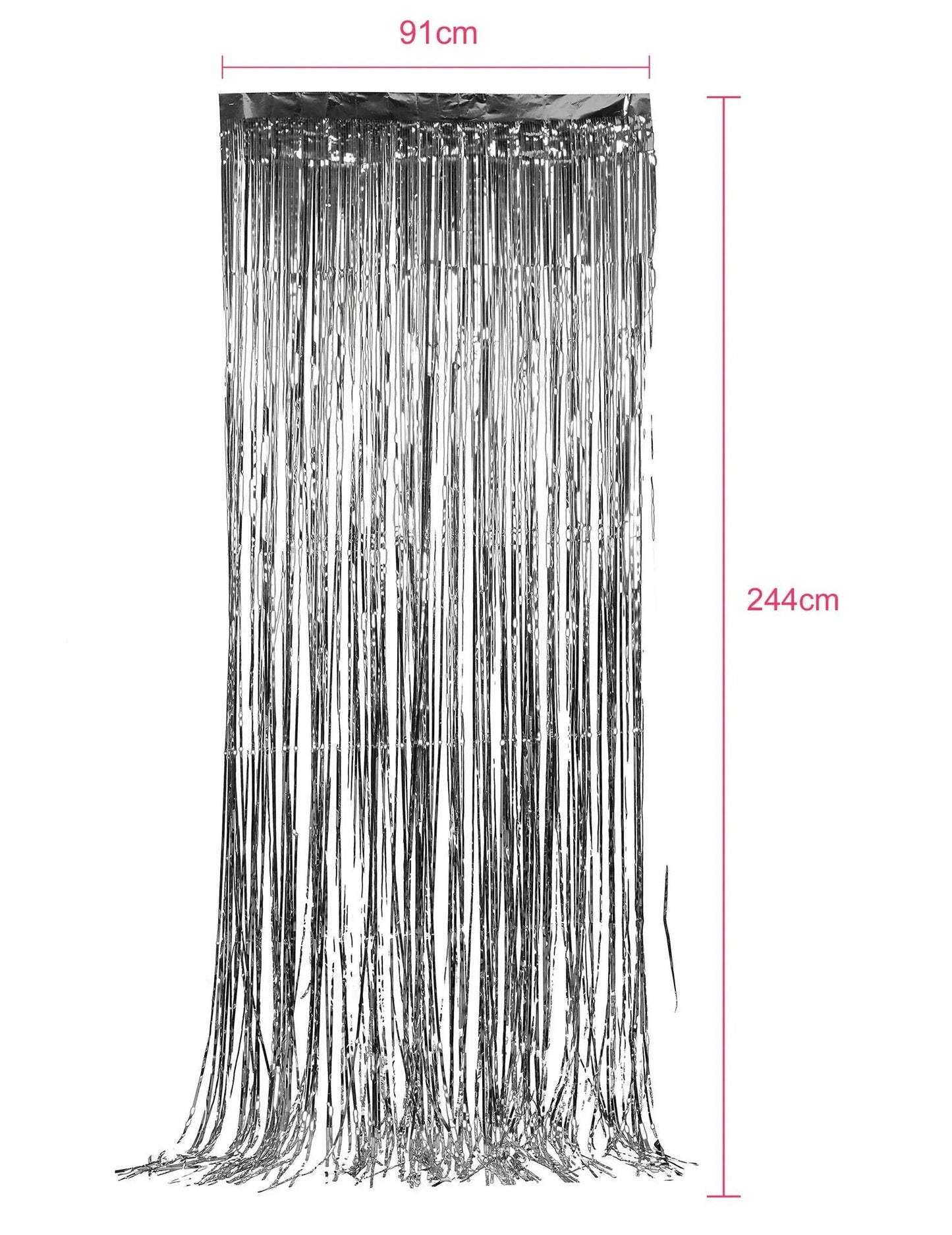 Paquete de 5 cortinas brillantes plateadas