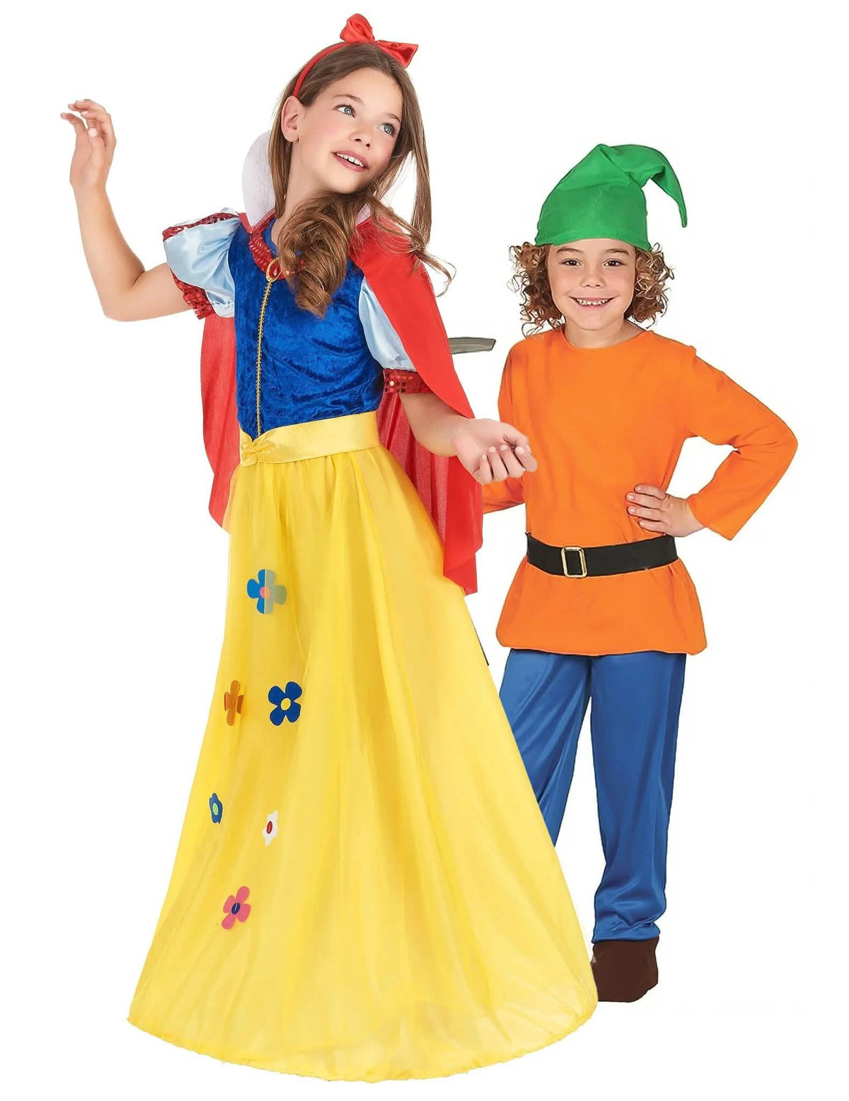 Disfraz infantil de pareja de princesas y enanos