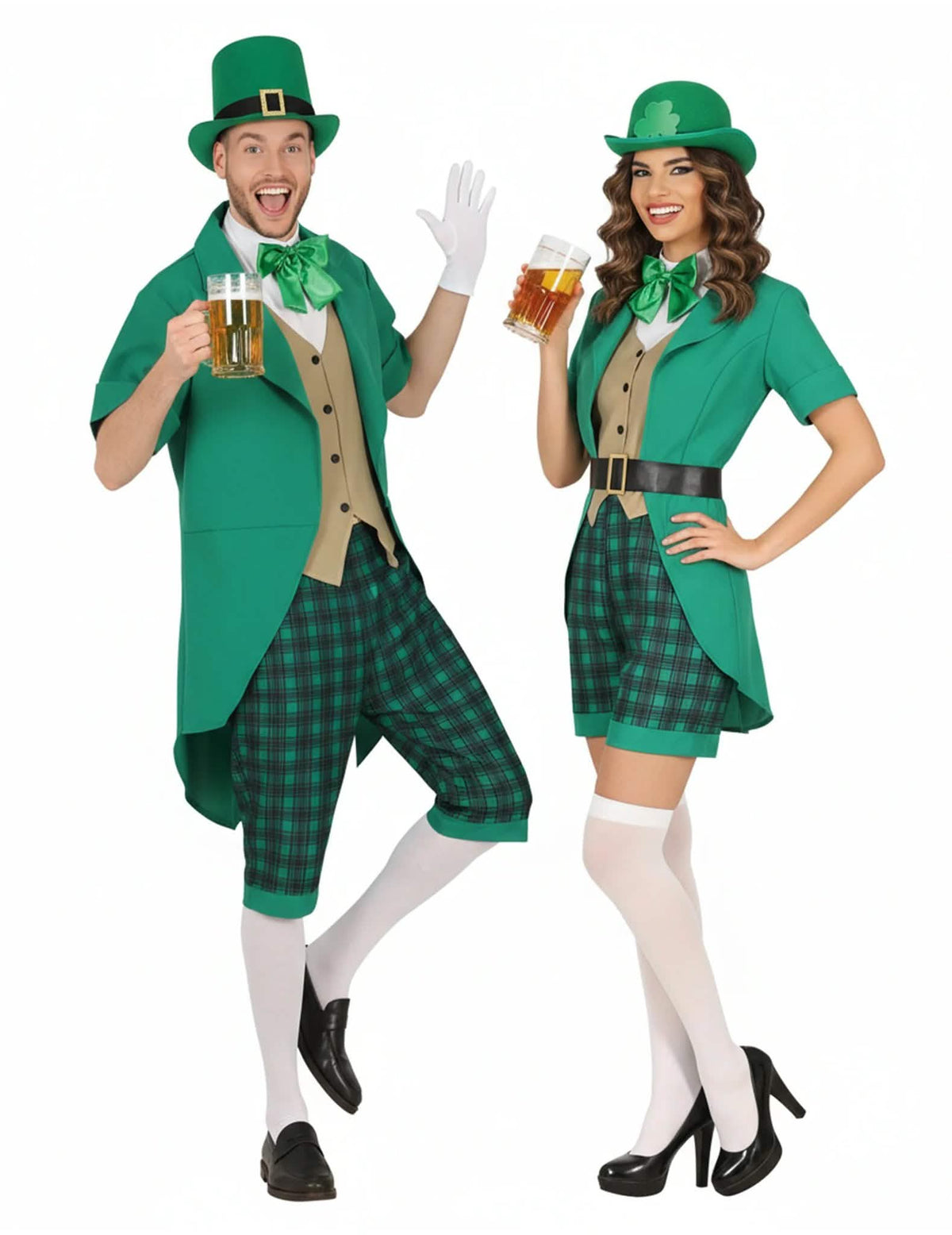 Disfraz de pareja Mr & Mrs San Patricio para adultos