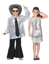Disfraz de pareja disco plateado niños