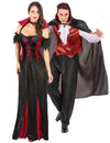 Disfraz de pareja vampiros murciélago rojo Halloween adulto