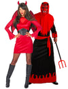Disfraz de pareja diablesa y diablo demoníacos rojo Halloween adultos