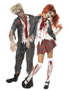 Disfraces de pareja de colegiales zombies ideales para Halloween