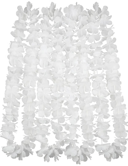 12 collares hawaianos blancos