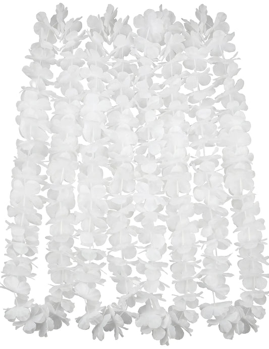 12 collares hawaianos blancos