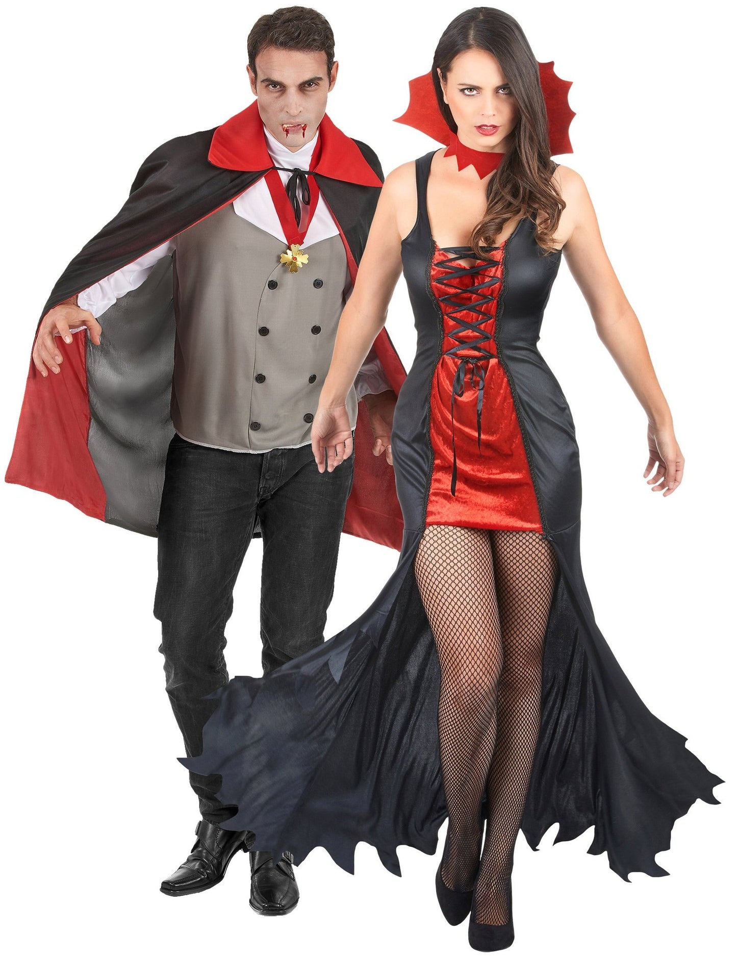 Disfraz de pareja vampiros rojos sangrientos Halloween adulto