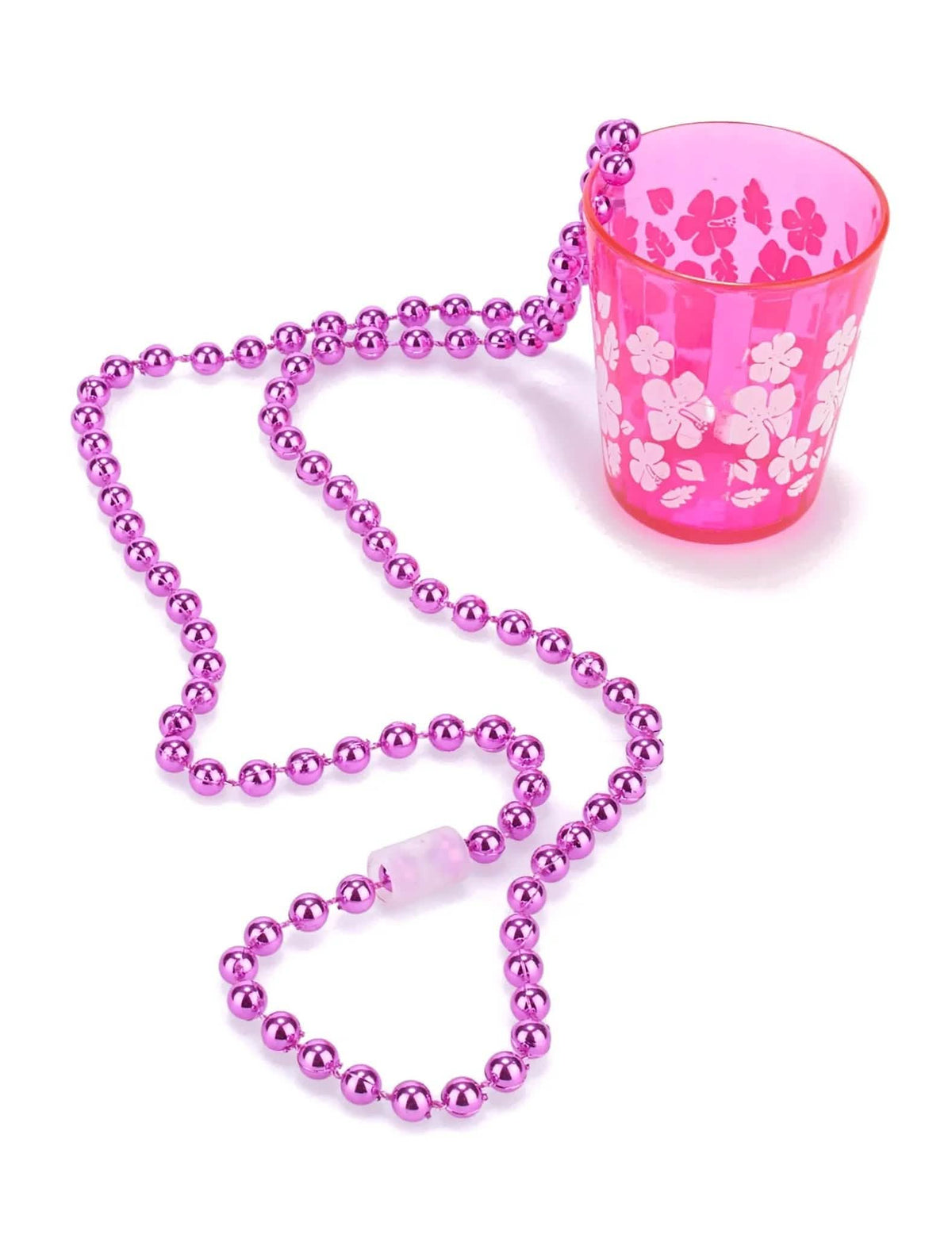 Pack de 12 collares rosas con vaso de chupito