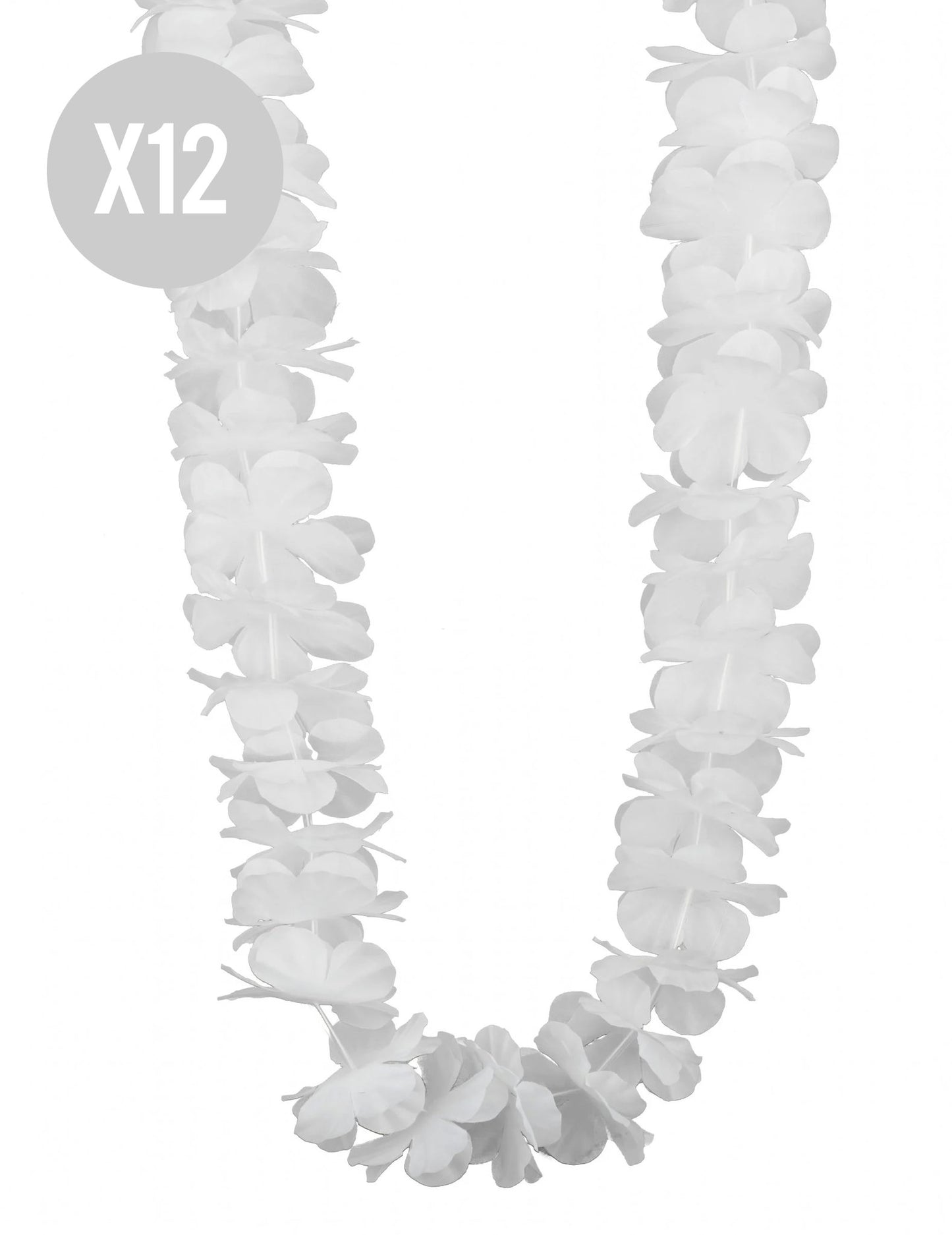 12 collares hawaianos blancos
