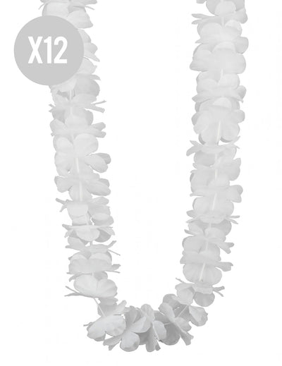 12 collares hawaianos blancos