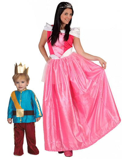 Disfraz de pareja princesa y su príncipe madre e hijo