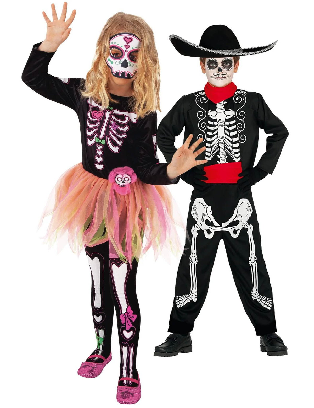 Disfraz de pareja Dia de los Muertos para niños