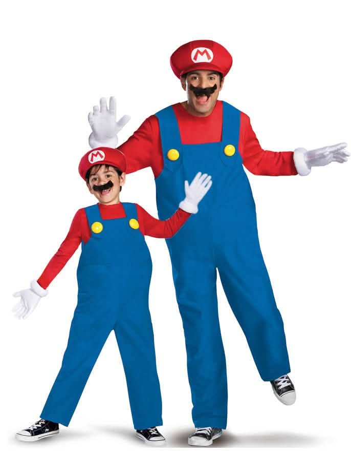 Disfraz de pareja Mario™ padre e hijo
