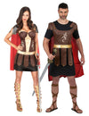 Disfraz de pareja de gladiadores romanos adultos