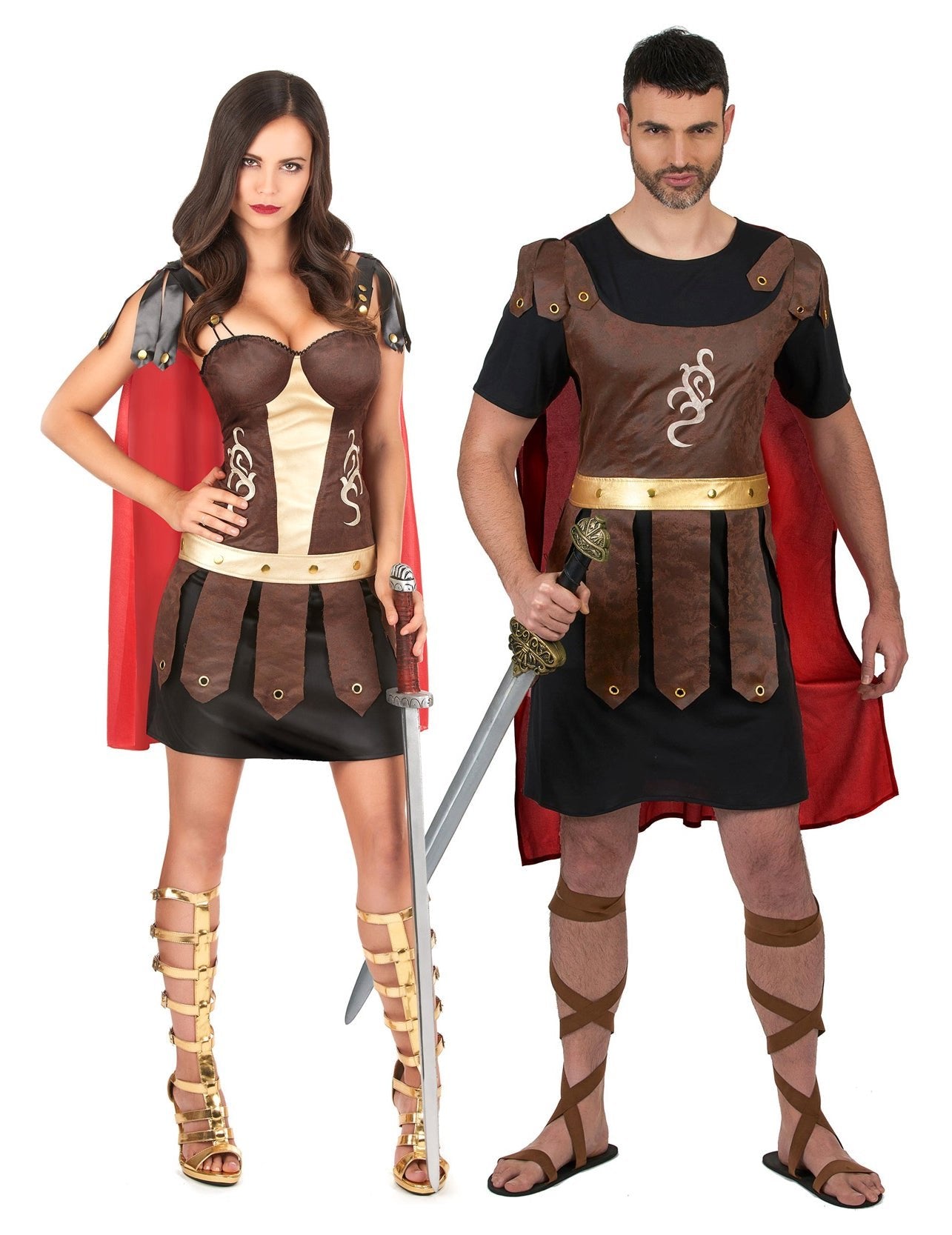 Disfraz de pareja de gladiadores romanos adultos