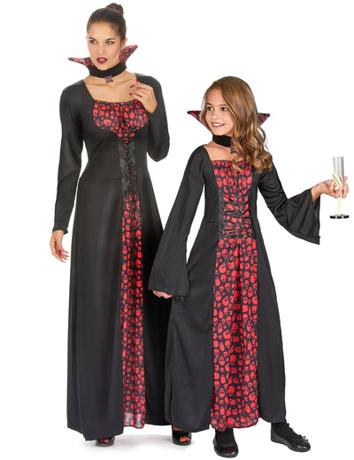 Disfraz de pareja de vampiras madre e hija para Halloween