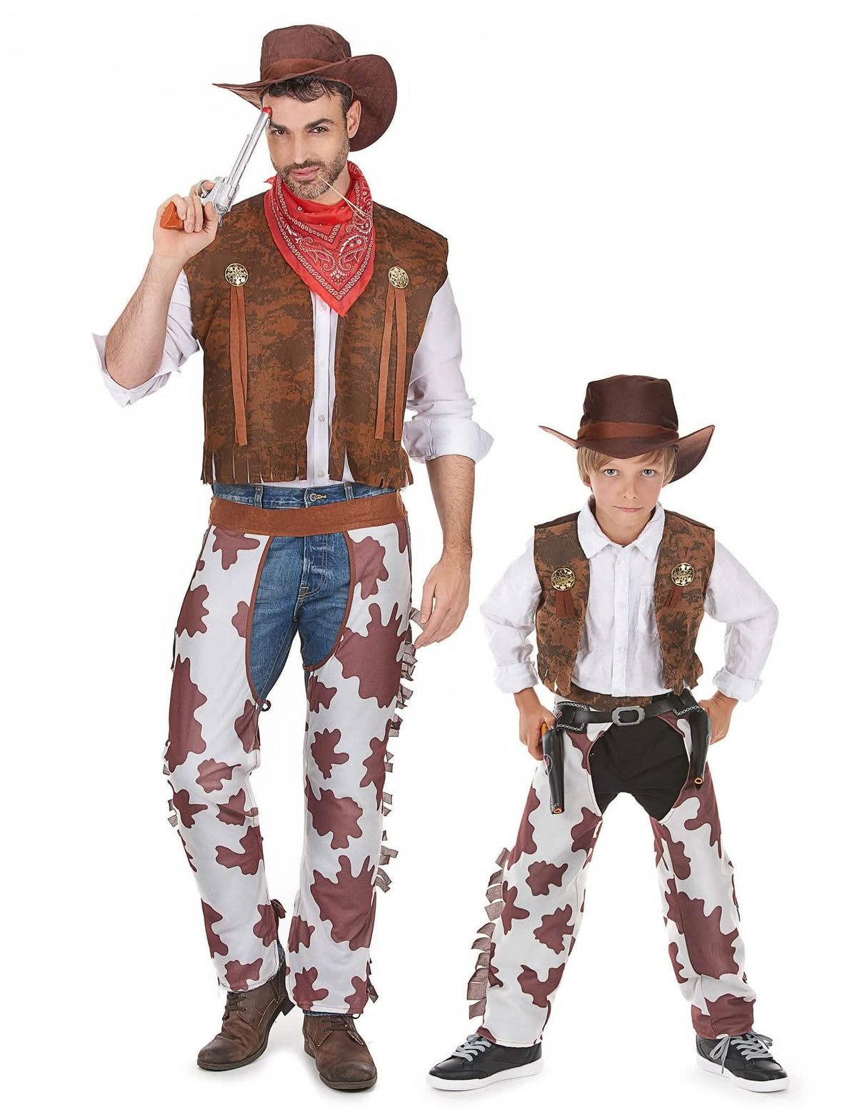Disfraz de pareja vaquero padre e hijo
