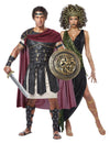 Disfraz de pareja de gladiador y medusa para adulto