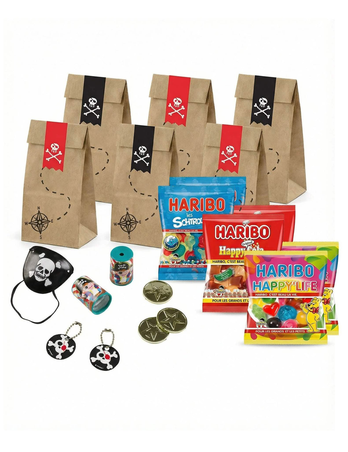 Bolsas sorpresa de cumpleaños pirata - 6 personas