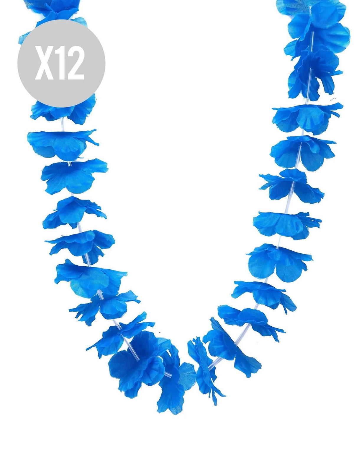 12 collares hawaianos azul brillante