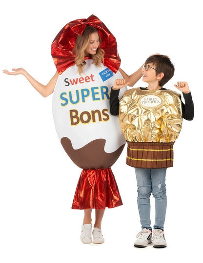 Disfraz de pareja de dulces de Navidad adulto y niño