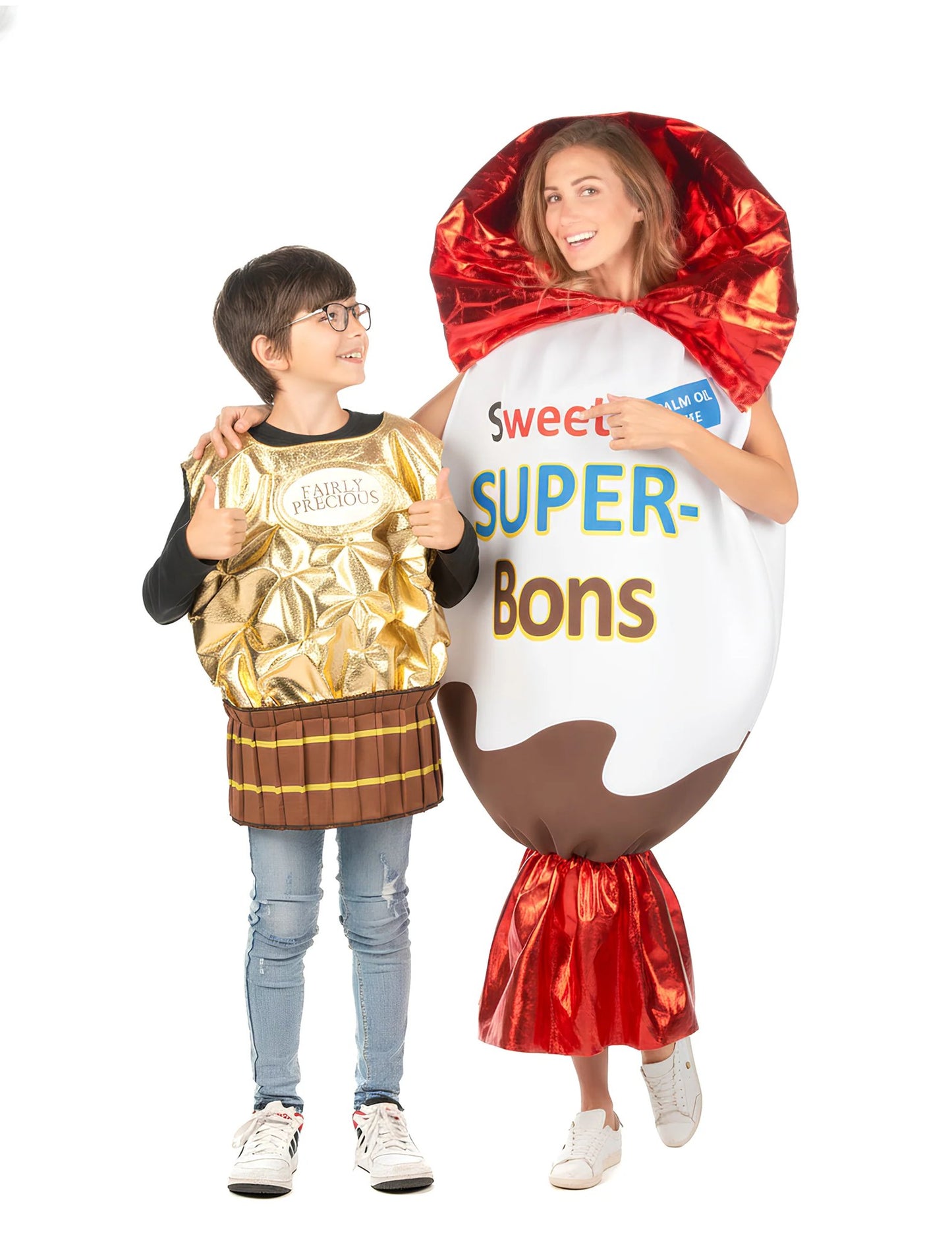 Disfraz de pareja de dulces de Navidad adulto y niño
