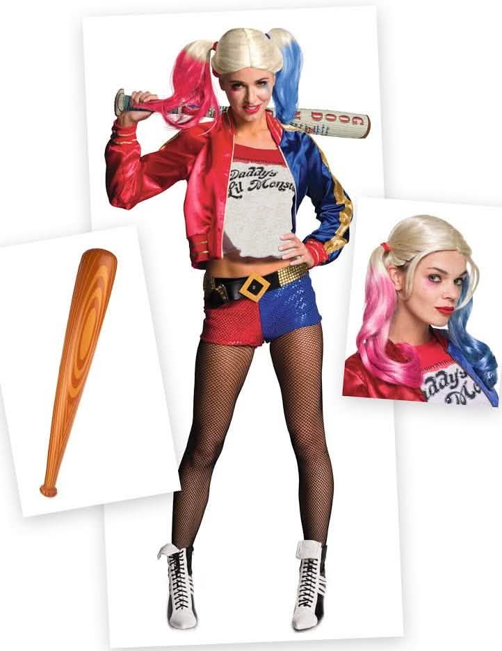 Kit disfraz y accesorios Harley Quinn mujer