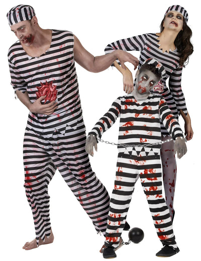 Disfraz familiar de prisioneros zombis para Halloween