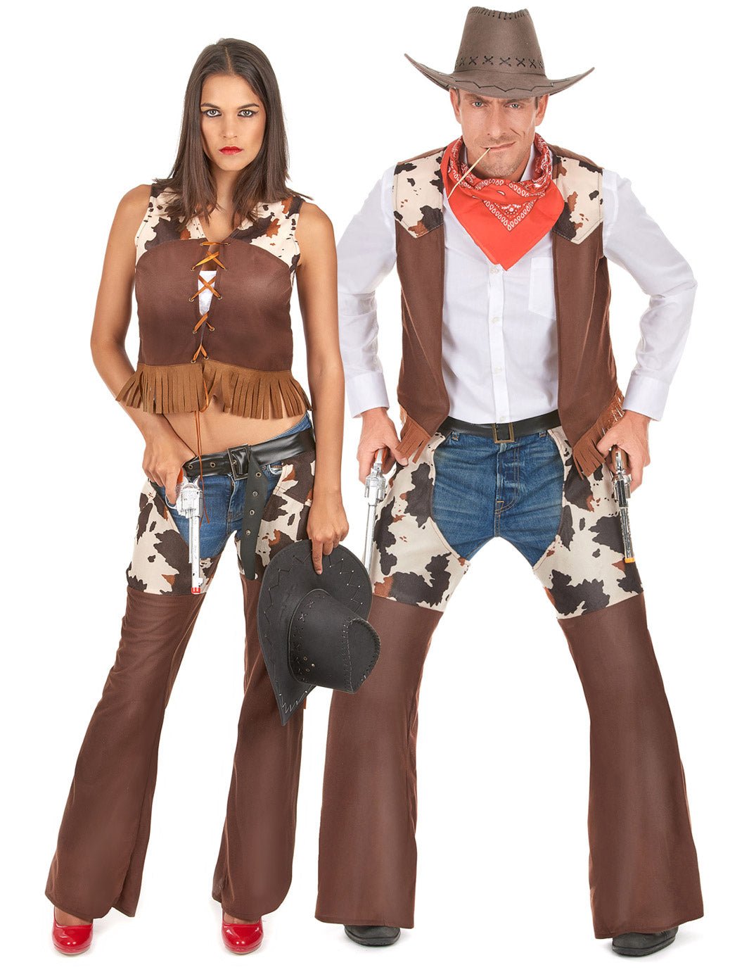 Disfraz de pareja cowboy adulto