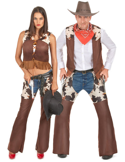Disfraz de pareja cowboy adulto