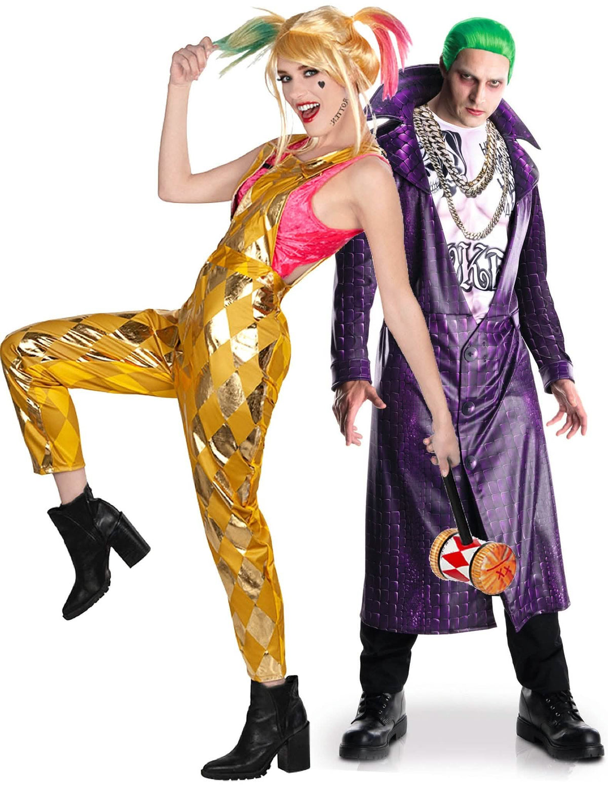 Disfraz de pareja Harley Quinn Birds of Prey™ y Joker Suicide Squad™ lujo Halloween adulto