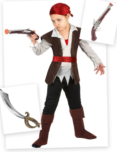 Kit disfraz de pirata niño con sable y pistola