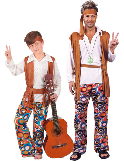 Disfraz de pareja de Hippie padre e hijo