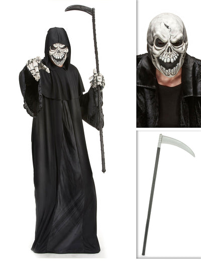 Kit disfraz segador con guadaña y máscara Halloween