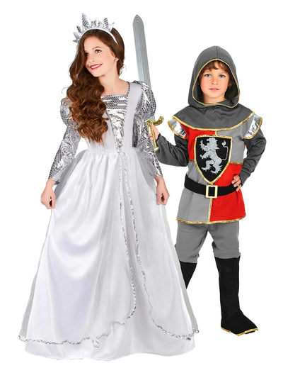 Disfraz de pareja de caballero y princesa para niños