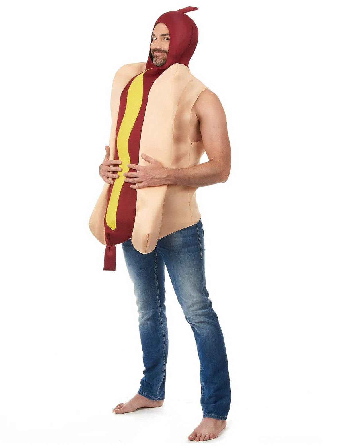 Disfraz de pareja hot dog y ketchup adulto