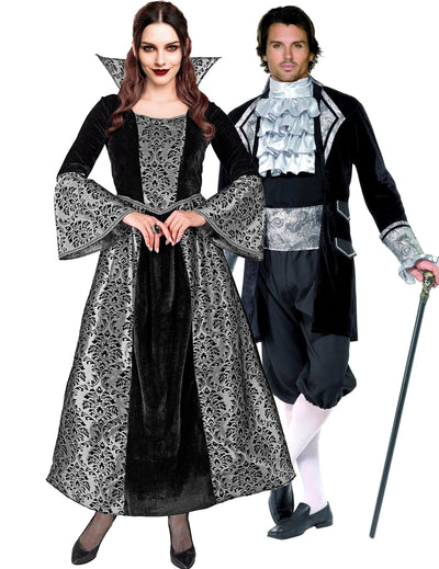 Disfraz de pareja vampiro barroco para adultos