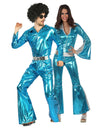 Disfraz de pareja disco azul brillante para adulto