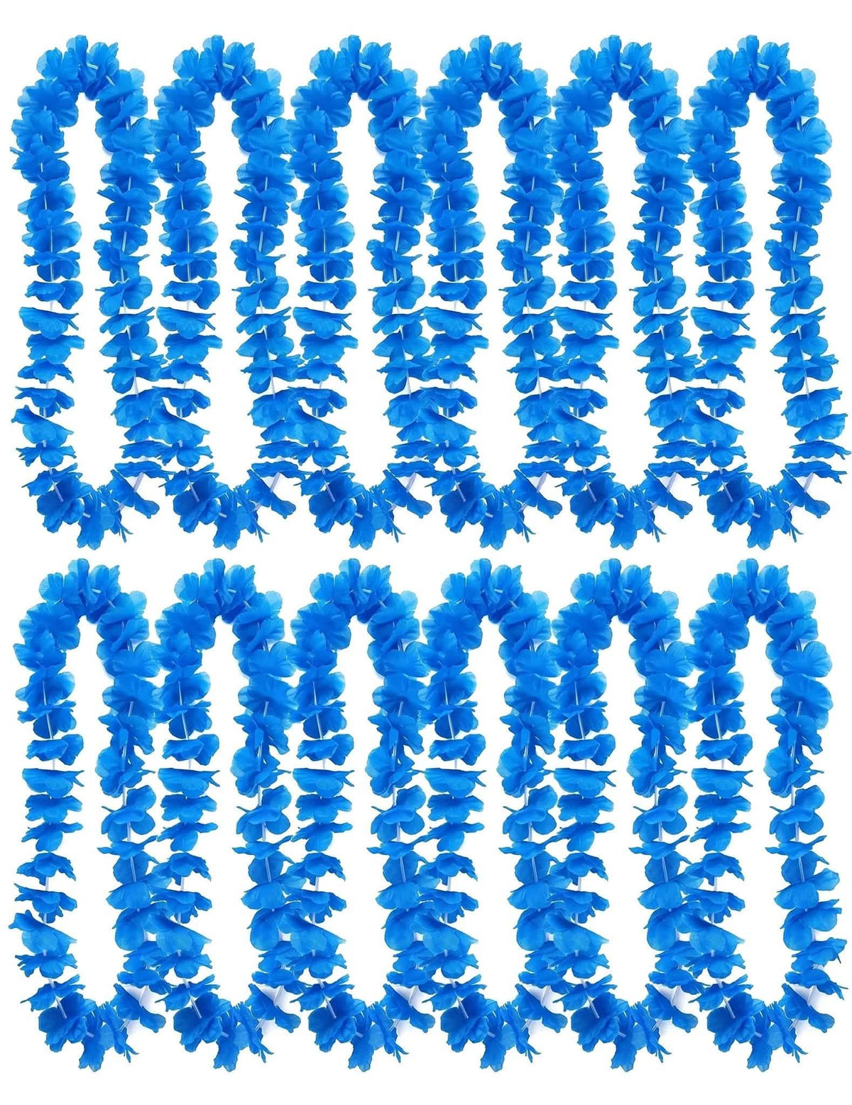 12 collares hawaianos azul brillante