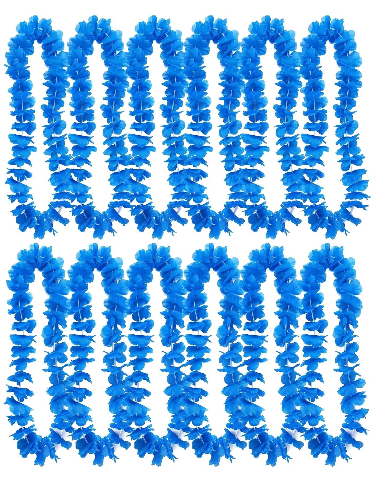 12 collares hawaianos azul brillante