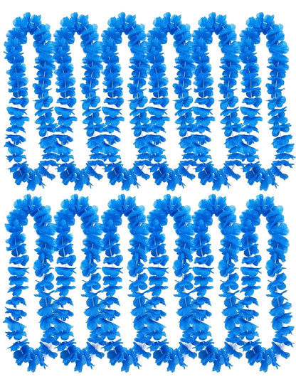 12 collares hawaianos azul brillante
