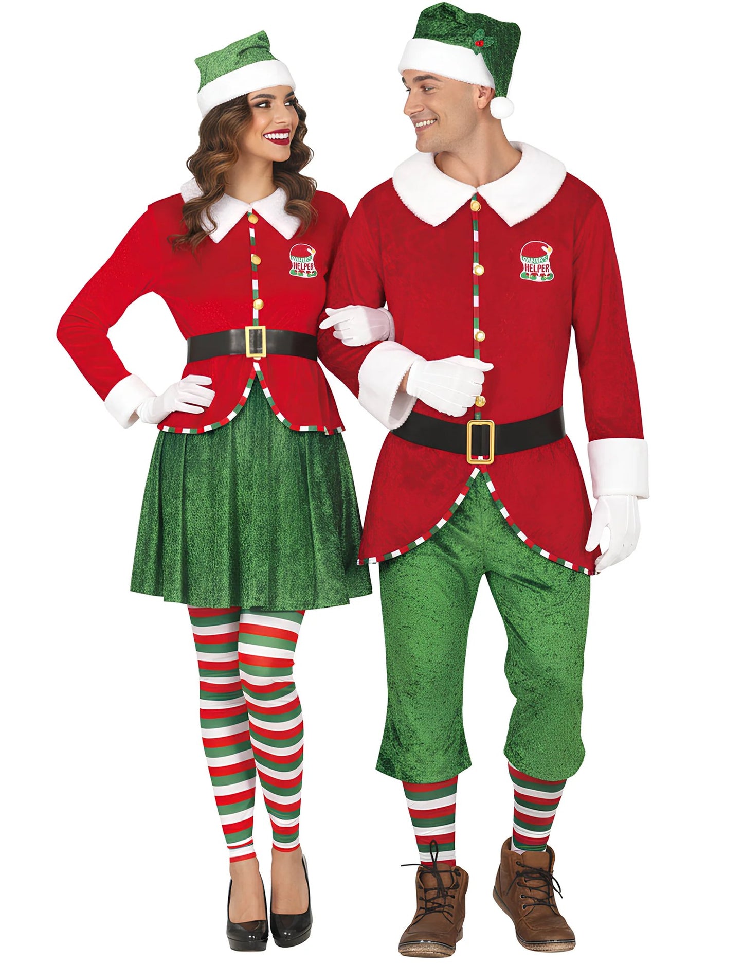 Disfraz de pareja de Elfos de Navidad para adultos