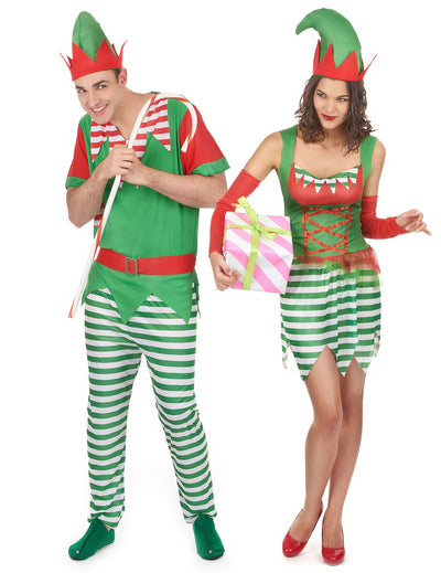 Disfraz pareja elfo Navidad adulto